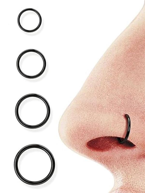 Stainless Steel Nose Rings, Ear Cartilage Earrings, Lip Rings, 4 Counts Fashionable Body Piercing Jewelry for Men & Women for Party, Daily Decor, Trendy All-match & Exquisite Jewelry for Birthday Gift