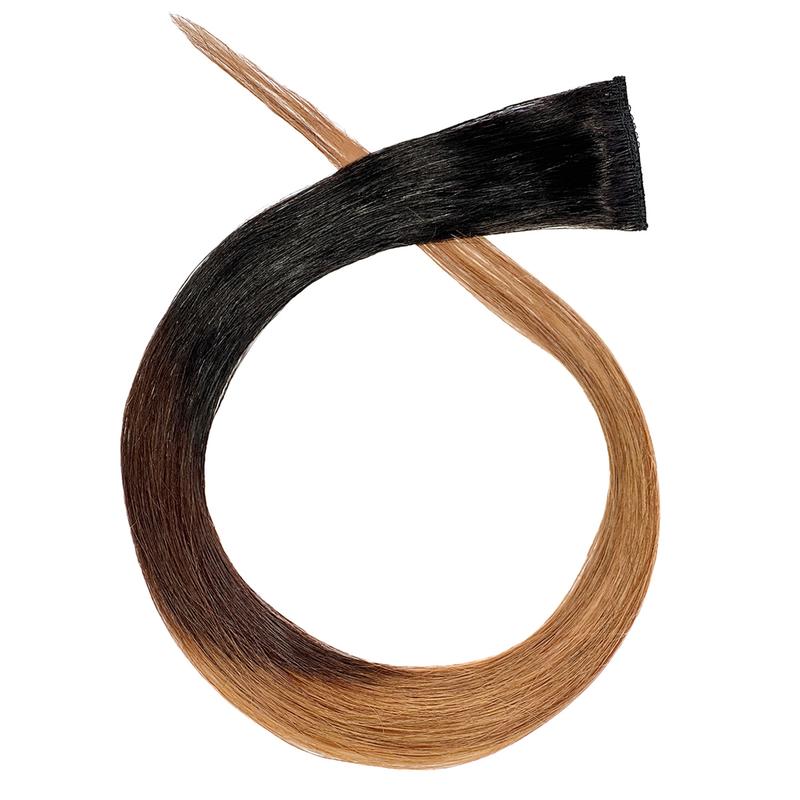 SuperNova Black Root Ombre Colored Clip-in Hair Extensions - 100% Human Hair, Straight & Handmade, Natural Look, Easy to Apply for Instant Style