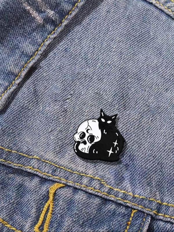 Cute Cartoon Animal & Skull Design Brooch, 4 Counts Fashion Alloy Accessories for Women & Men, Trendy Accessories for Party and Daily Life