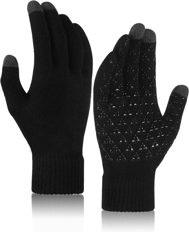 Winter Knit Gloves Women with Touchscreen fingers Anti-Slip Warm Texting  Phone Gloves for Men Cold Weather