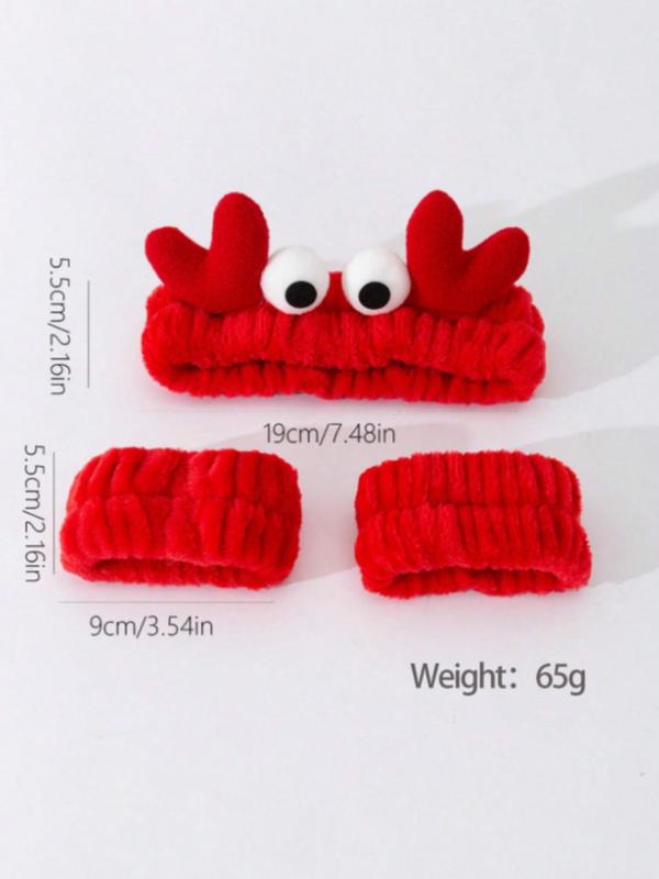 Cute Cartoon Crab Design Hair Band & Wristband Set, Soft Elastic Hair Band & Wristband, Fashion Hair Accessories for Women & Girls