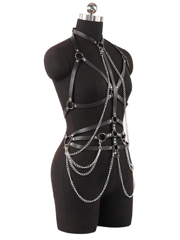 Women's Punk Style Chain Decor Harness Belts, Fashionable Gothic Style Belt for Party, Daily Clothing Decor, Trendy All-match & Exquisite Belt for Birthday Gift