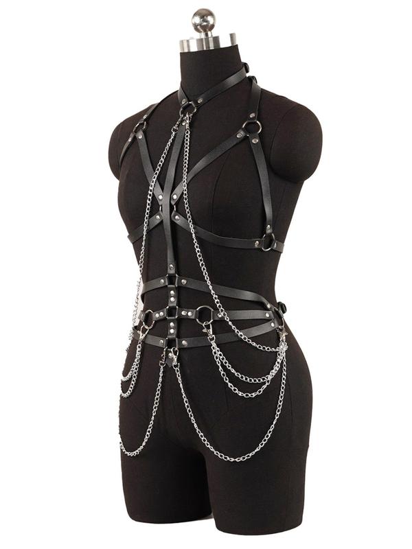 Women's Punk Style Chain Decor Harness Belts, Fashionable Gothic Style Belt for Party, Daily Clothing Decor, Trendy All-match & Exquisite Belt for Birthday Gift