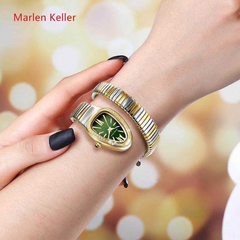 Women's Elegant Snake Cuff Bracelet Design Quartz Watch, Rhinestone Decor Exquisite Trendy Analog Wristwatch, Fashionable Watch for Women As Gift