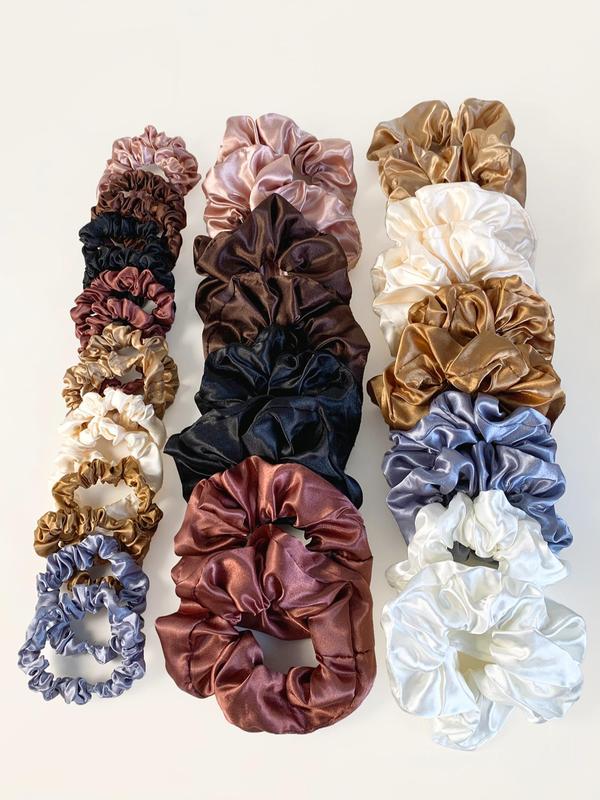 Simple Solid Satin Scrunchie, Casual Ponytail Holders Hair Tie for Women, Girl's Temperament Hair Accessories