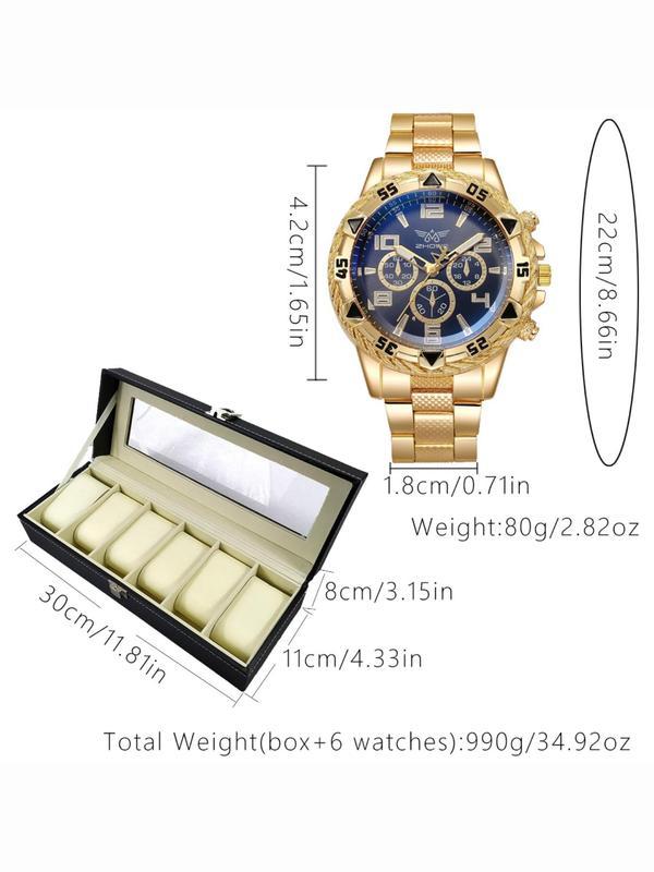 Men's Business Round Dial Analog Quartz Watch Set, Men's Watch Set with Box, Fashionable Wristwatch Set for Men As Gifts, Watches for Men