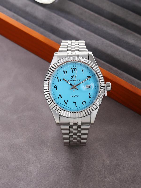 Men's Business Round Dial Analog Quartz Watch, Fashioned Retro Style Wristwatch, Trendy Matching Watch As Gift with Box