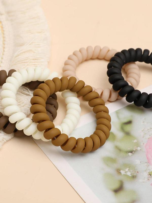 Mixed Color Coil Hair Tie, Casual Simple Hair Accessories for Women & Girls, Minimalist Headwear Suitable for Thick Hair