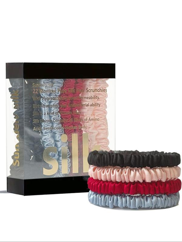 Solid Color Ruched Satin Scrunchies for Women, Minimalist Soft Hair Ties Suitable for Thick Hair, Fashion Hair Accessories for Party, Daily Cloth Decor