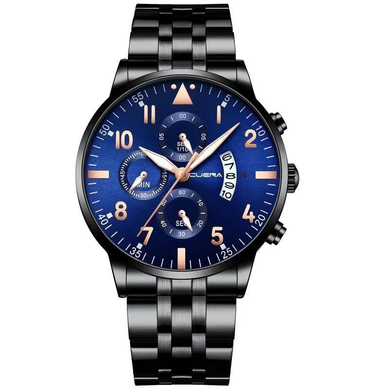 Men Fashion Luxury Watch Business Temperament Gents Stainless Steel Strap Quartz Watches Male Calender Sports Versatile Watch