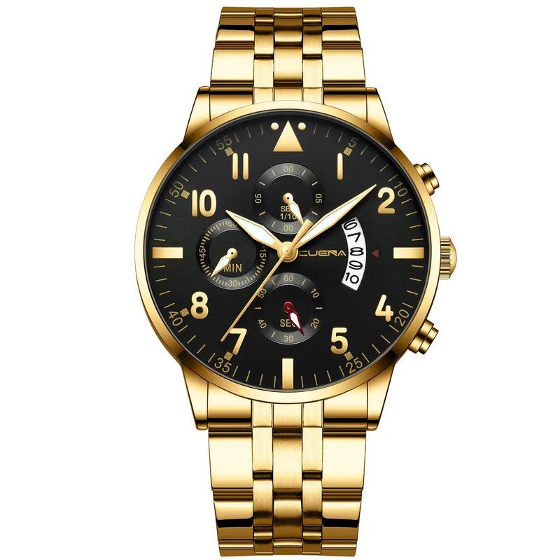 Men Fashion Luxury Watch Business Temperament Gents Stainless Steel Strap Quartz Watches Male Calender Sports Versatile Watch