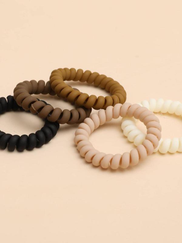 Mixed Color Coil Hair Tie, Casual Simple Hair Accessories for Women & Girls, Minimalist Headwear Suitable for Thick Hair