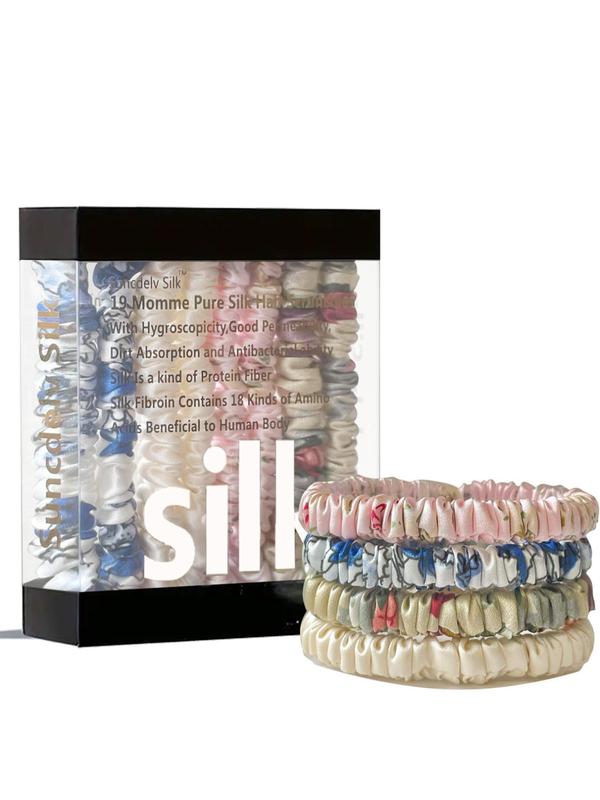 Solid Color Ruched Satin Scrunchies for Women, Minimalist Soft Hair Ties Suitable for Thick Hair, Fashion Hair Accessories for Party, Daily Cloth Decor