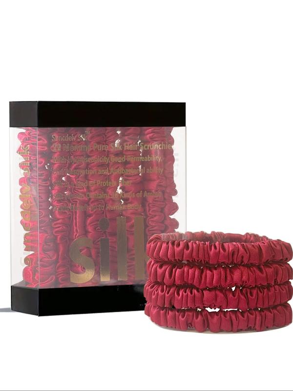 Solid Color Ruched Satin Scrunchies for Women, Minimalist Soft Hair Ties Suitable for Thick Hair, Fashion Hair Accessories for Party, Daily Cloth Decor