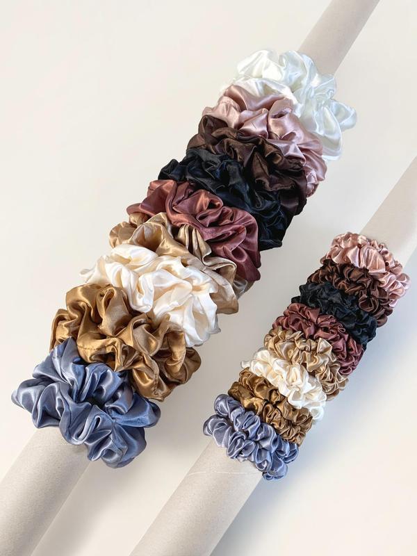 Simple Solid Satin Scrunchie, Casual Ponytail Holders Hair Tie for Women, Girl's Temperament Hair Accessories