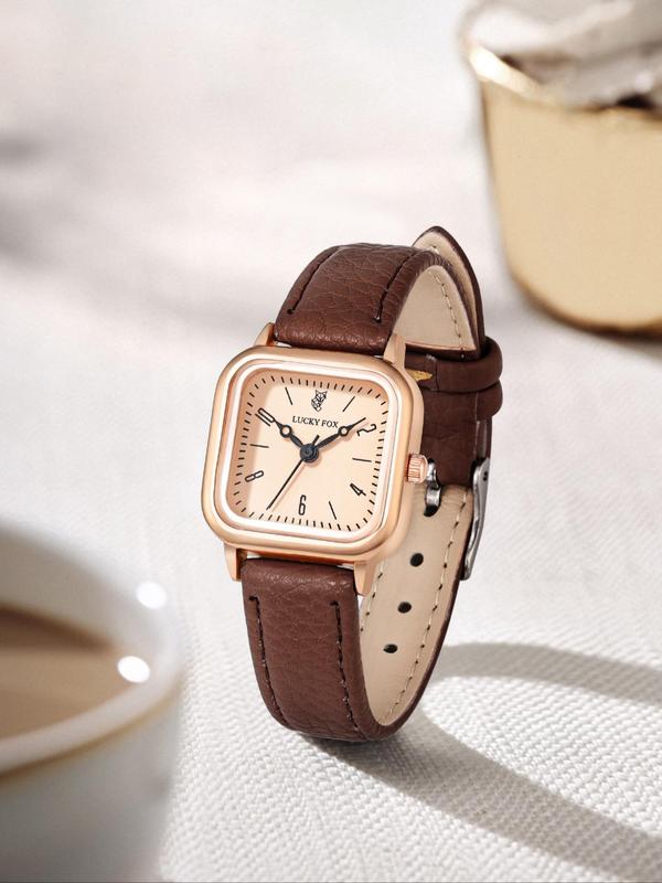 Women's Elegant Square Dial Quartz Watch As Gift, Vintage All-match Wristwatch, Trendy Retro Watch As Birthday Gift for Girlfriend with Box