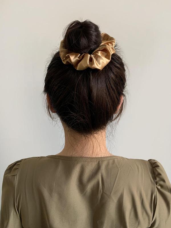 Simple Solid Satin Scrunchie, Casual Ponytail Holders Hair Tie for Women, Girl's Temperament Hair Accessories