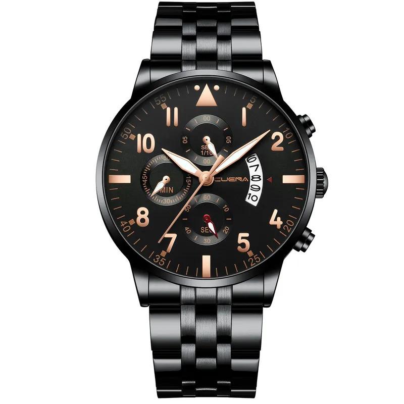 Men Fashion Luxury Watch Business Temperament Gents Stainless Steel Strap Quartz Watches Male Calender Sports Versatile Watch