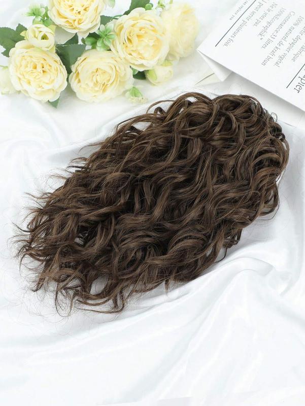 12-Inch Light Brown Curly Hair Ponytail Extension - Claw & Drawstring Synthetic High Ponytail for Women, Soft & Natural Look