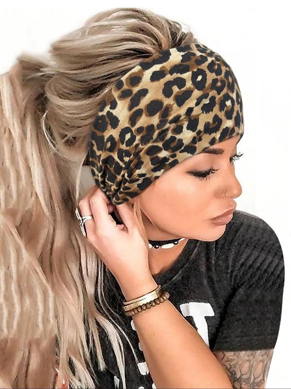 Leopard & Paisley Print Hair Band, Prom Hairstyles 2024 Casual Elastic Hair Band for Women & Girls, Fashion Hair Accessories for Daily Wear for Various Hairstyle Use