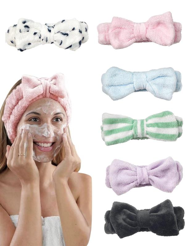 Cute Bow Decor Plush Hair Band, Soft Water Absorbent Hair Band, Face Wash & Makeup Hair Accessories for Women & Girls