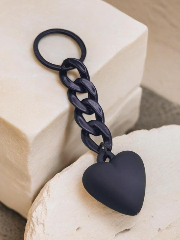 Heart & Chain Charm Keychain, Minimalist Bag Accessory, Car Key Pendant, Fashion Accessories for Women & Men