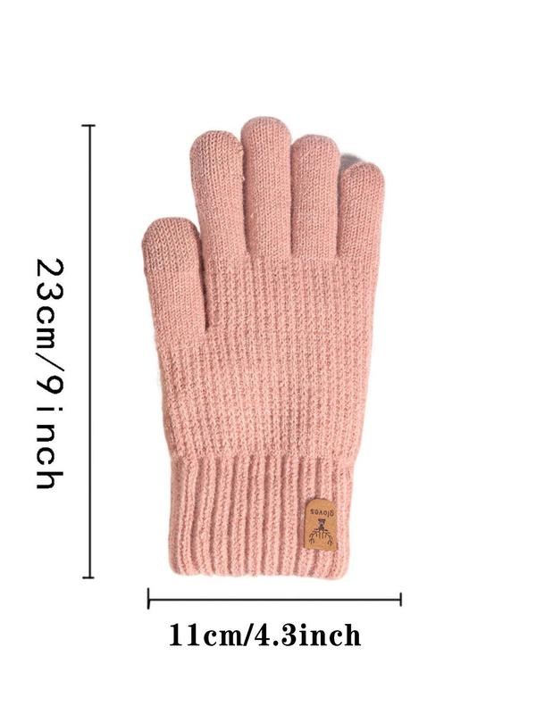 Men's Solid Fingerless Plush Gloves, Casual Warm Double Layer Thickened Gloves for Fall & Winter, Fashion Accessories for Men