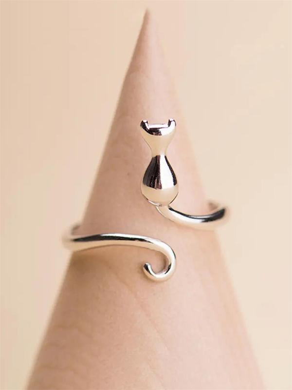 Cute Cat Design Cuff Ring, Fashion Accessories for Women & Girls, Simple Jewelry for Party, Daily Clothing Decor, Trendy All-match & Exquisite Jewelry for Engagement Wedding Anniversary Birthday Gift