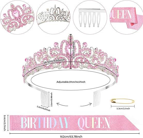 Birthday Sash for Women, Birthday Crowns for Women, Birthday Tiara, Birthday Queen Sash, Birthday Sash and Tiara for Women, Birthday Tiara for Women, Birthday Headband