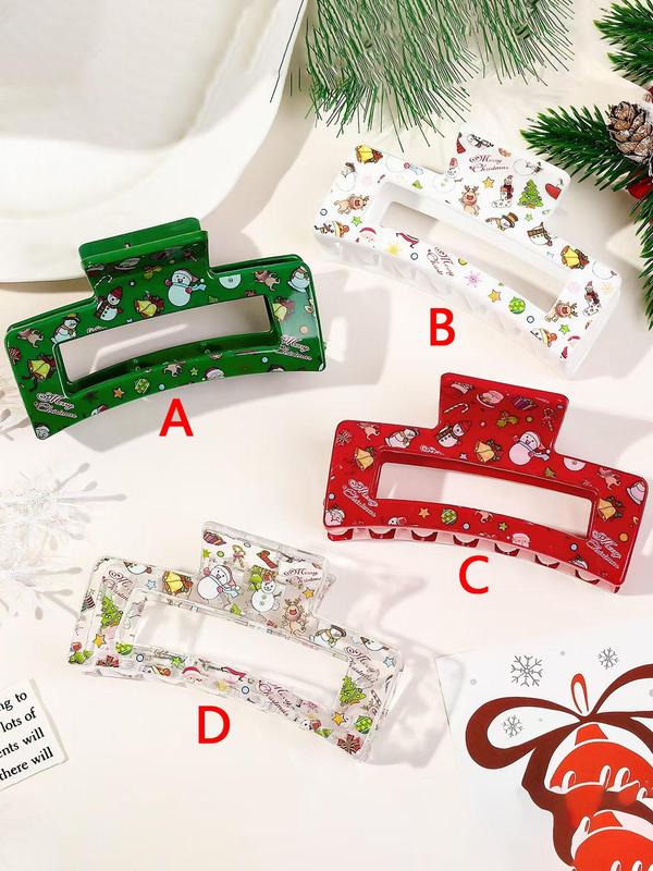 Cute and Sweet Cartoon Pattern Hair Claws, Christmas Themed Hair Accessories for Women, Minimalist Headwear Suitable for Thick Hair, Hairstyles Ideas for Girls