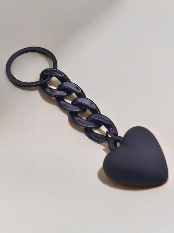 Heart & Chain Charm Keychain, Minimalist Bag Accessory, Car Key Pendant, Fashion Accessories for Women & Men