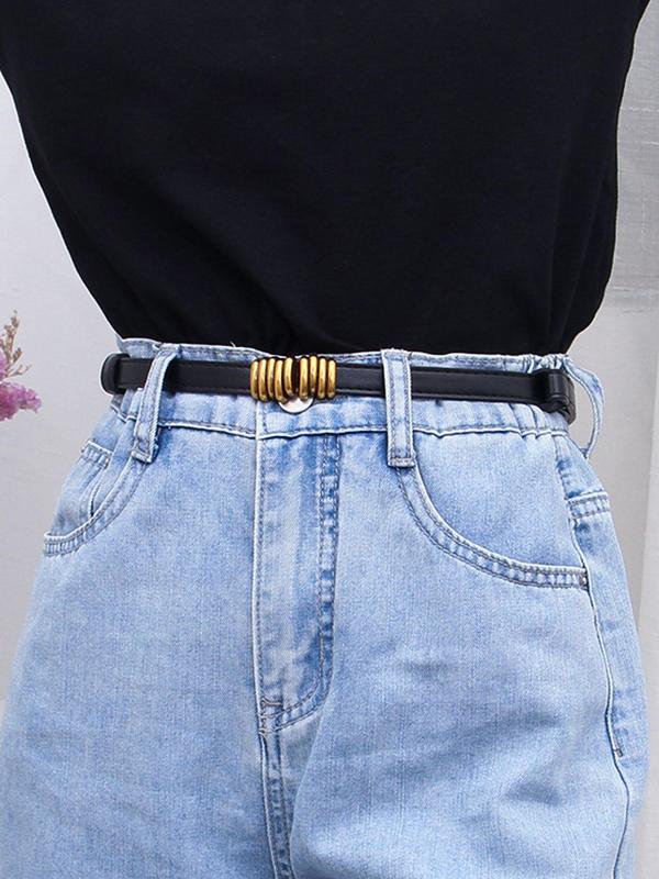 Women's Solid Color  Buckle Belt, Fashionable Adjustable Waist Belt for Jeans, Casual Waistband for Dress, Fashion Accessories for Daily Wear