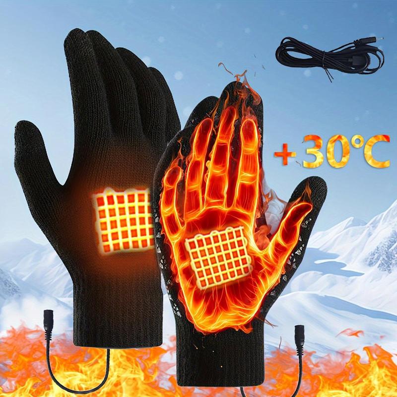 USB Rechargeable Heated Gloves, Touch Screen Compatible Heated Gloves, Elastic Cuffs Thickened Non-slip Design Gloves, Suitable for Winter