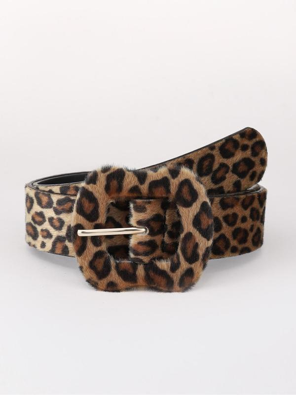 Fashion Colorblock Leopard Print Plush Belt for Women, Casual Waistband for Jeans, All-match Fashion Accessories for Daily Wear