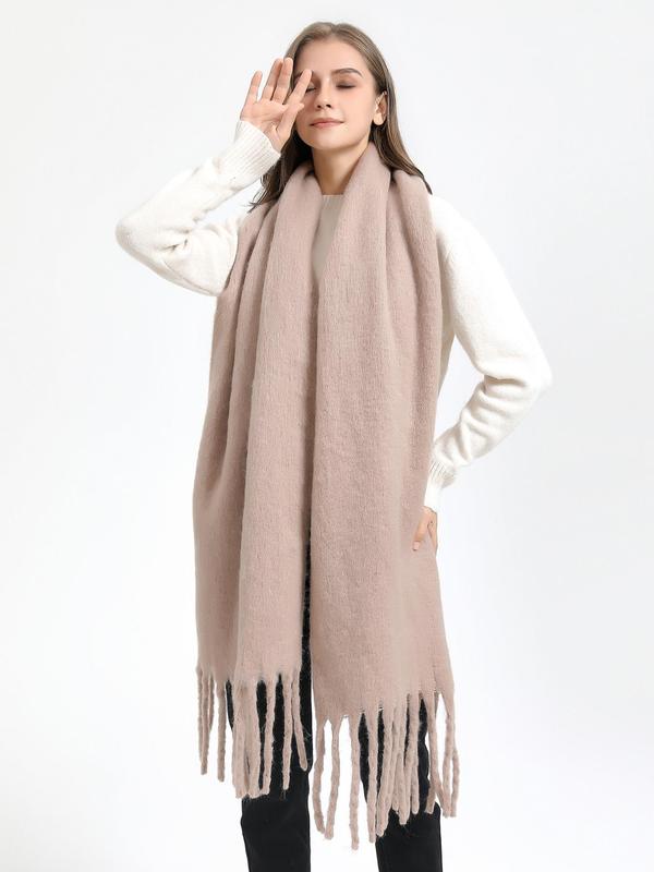 Casual Trendy Scarf for Women with Tassel Design, Plain Color Shawl for Women & Men, Practical Gifts for Gf and Bf, Trendy All-match & Exquisite Shawl, Cute Accessories