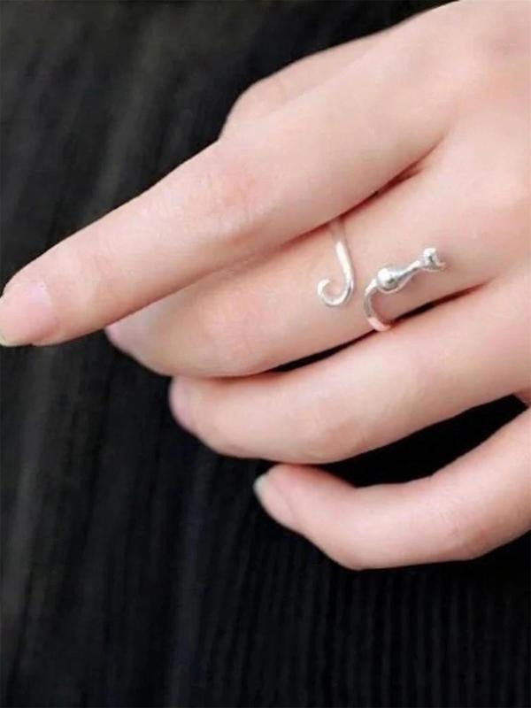 Cute Cat Design Cuff Ring, Fashion Accessories for Women & Girls, Simple Jewelry for Party, Daily Clothing Decor, Trendy All-match & Exquisite Jewelry for Engagement Wedding Anniversary Birthday Gift