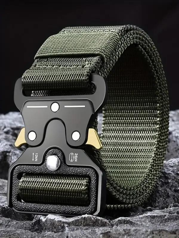 Men's Tactical Belt, Outdoor Hunting Tactical Multi Function Combat Canvas Belt, Nylon Belt with Plastic Buckle, Fashion Accessories for Men