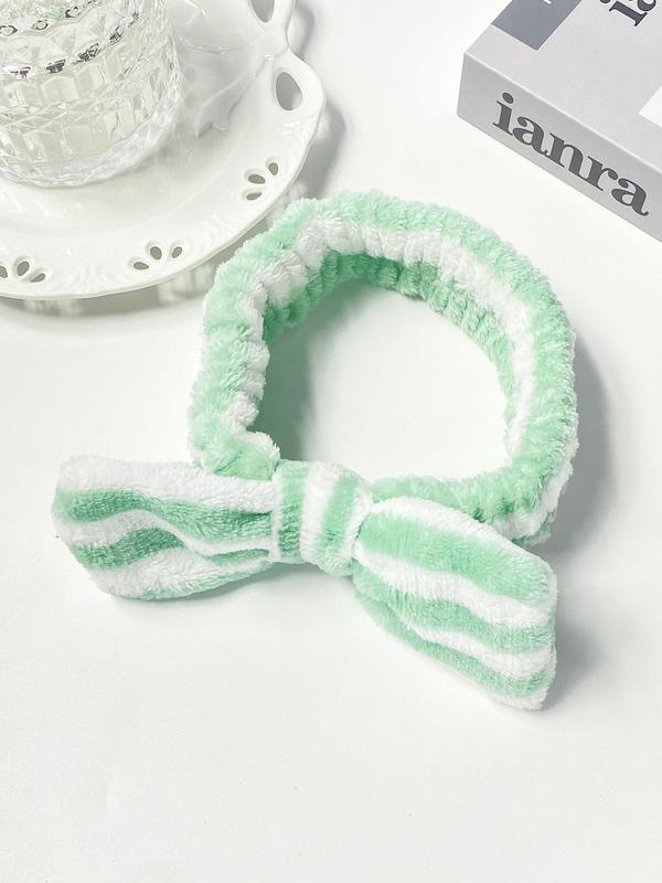 Cute Bow Decor Plush Hair Band, Soft Water Absorbent Hair Band, Face Wash & Makeup Hair Accessories for Women & Girls