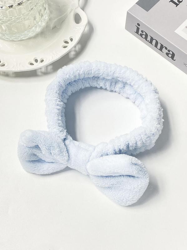 Cute Bow Decor Plush Hair Band, Soft Water Absorbent Hair Band, Face Wash & Makeup Hair Accessories for Women & Girls