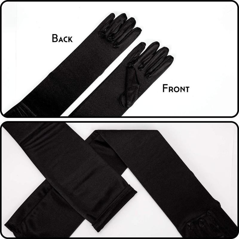 Long Elbow Satin Gloves 21 inch Stretchy 1920s Opera Gloves Evening Party Dance Gloves for Women