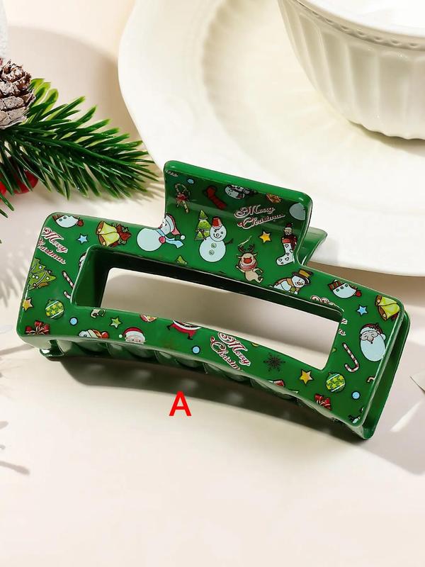 Cute and Sweet Cartoon Pattern Hair Claws, Christmas Themed Hair Accessories for Women, Minimalist Headwear Suitable for Thick Hair, Hairstyles Ideas for Girls