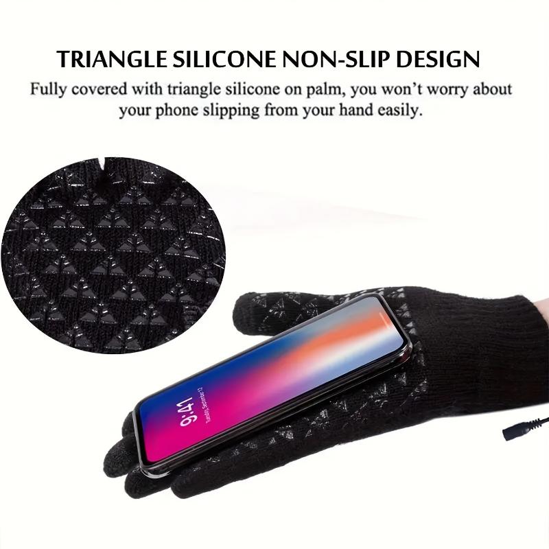 USB-Powered Heated Gloves - Double-Sided, Touchscreen Compatible, Thick & Warm with Elastic Cuffs for Winter Outdoor Activities