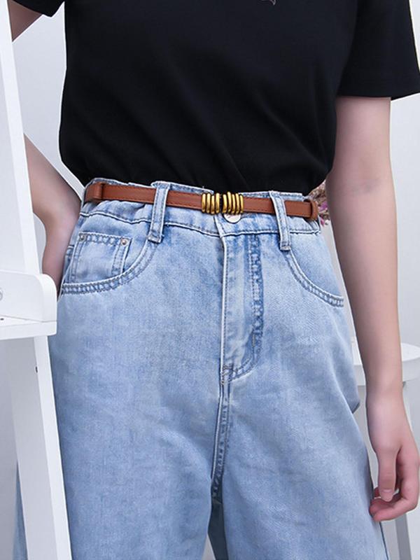 Women's Solid Color  Buckle Belt, Fashionable Adjustable Waist Belt for Jeans, Casual Waistband for Dress, Fashion Accessories for Daily Wear