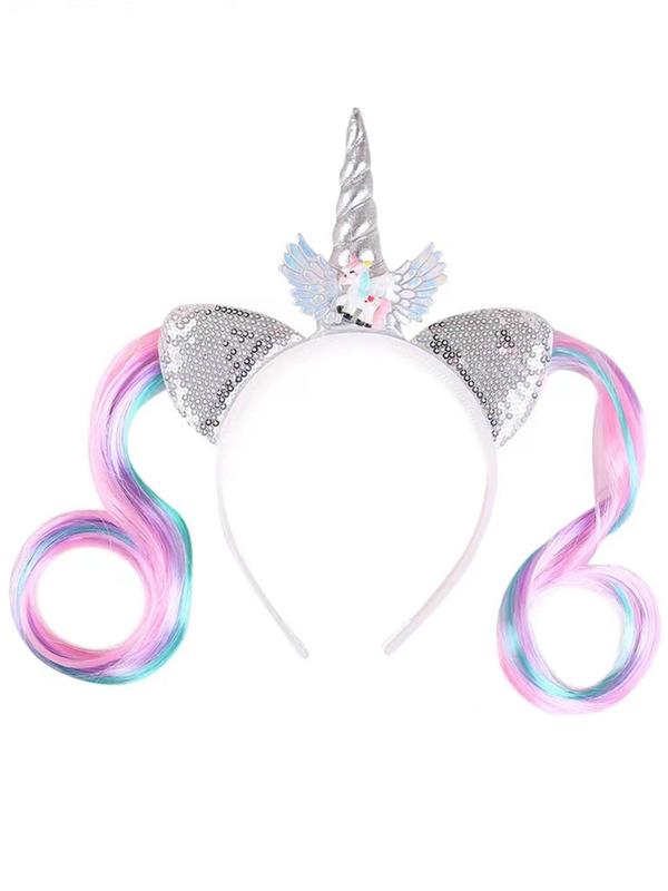 Unicorn Design Hair Hoop, Cute Trendy Hair Wig Hat Sequin Decor Hair Hoop, Fashionable Hair Accessories for Women & Girls for Party Decoration