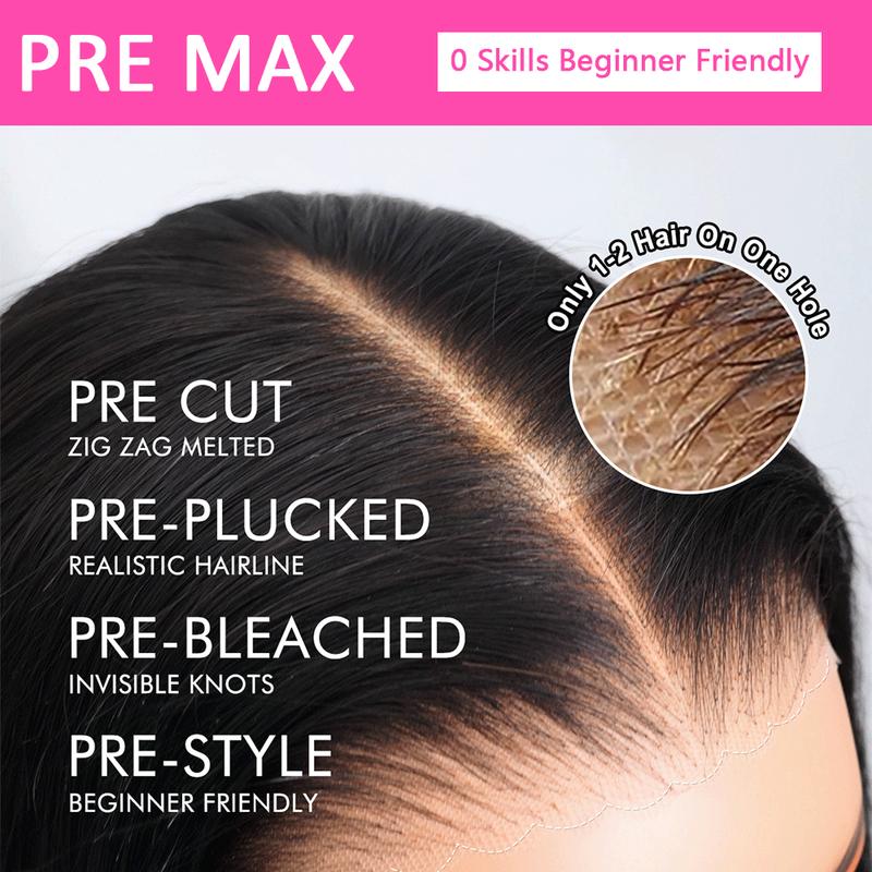 CurlyMe Pre-Max Wear Go 9x6 HD Lace Tiny Knots M-cap Glueless Straight Hair Lace Front Wigs