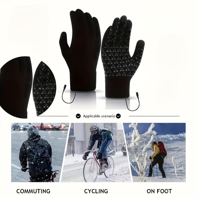 USB-Powered Heated Gloves - Double-Sided, Touchscreen Compatible, Thick & Warm with Elastic Cuffs for Winter Outdoor Activities