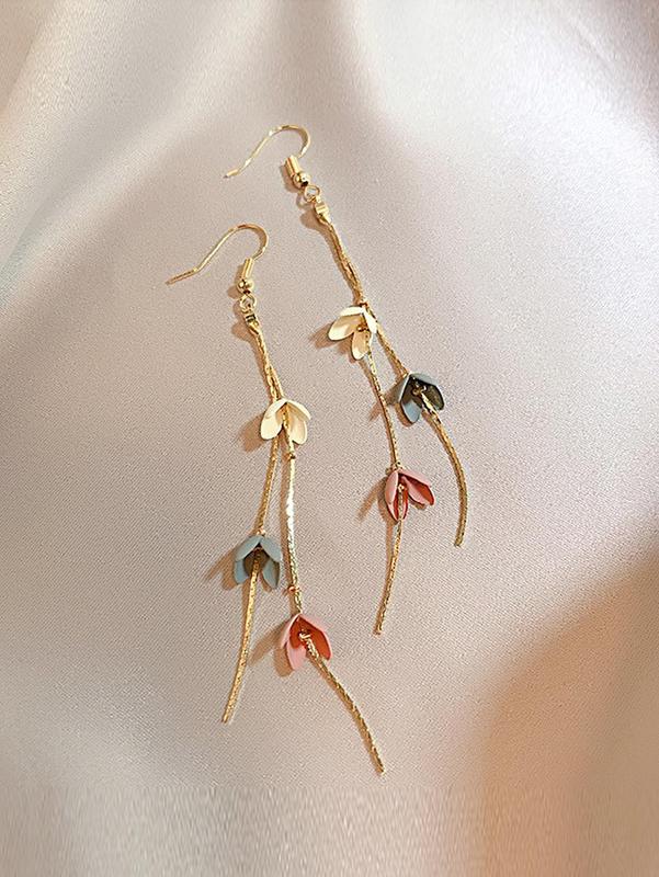 1 Pair Floral Tassel Drop Earrings