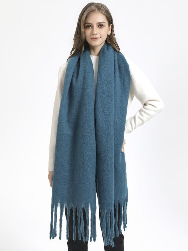 Casual Trendy Scarf for Women with Tassel Design, Plain Color Shawl for Women & Men, Practical Gifts for Gf and Bf, Trendy All-match & Exquisite Shawl, Cute Accessories