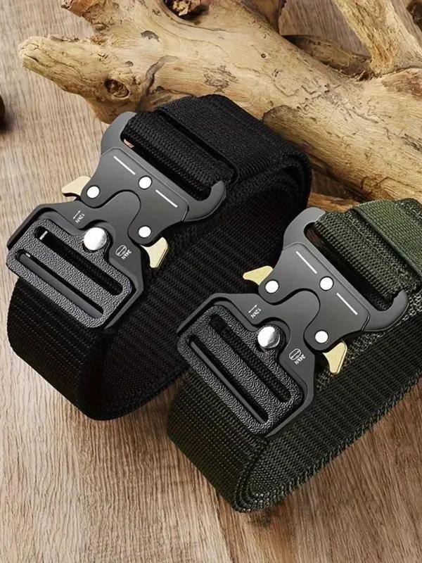 Men's Tactical Belt, Outdoor Hunting Tactical Multi Function Combat Canvas Belt, Nylon Belt with Plastic Buckle, Fashion Accessories for Men