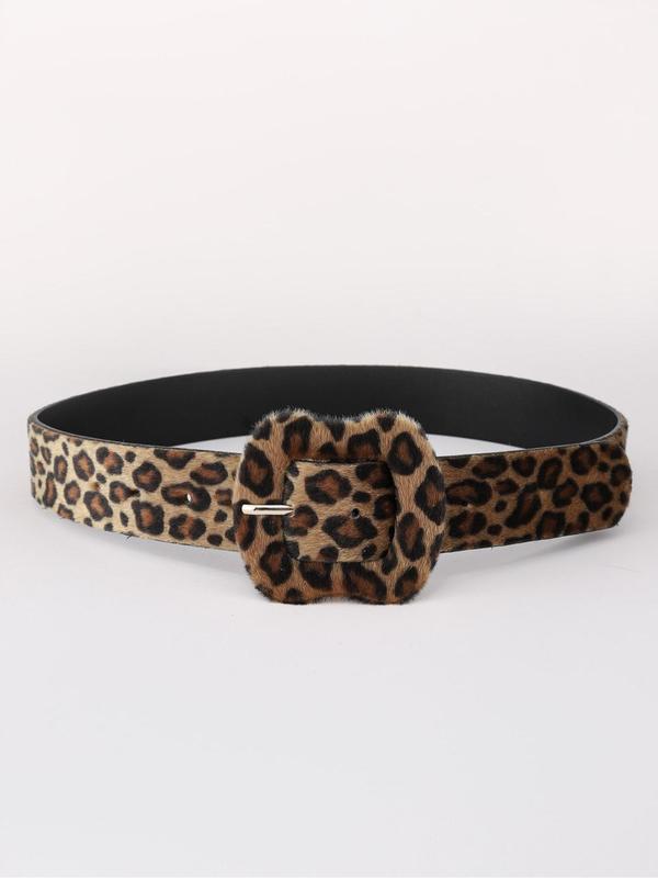 Fashion Colorblock Leopard Print Plush Belt for Women, Casual Waistband for Jeans, All-match Fashion Accessories for Daily Wear